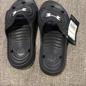 Under Armour Black Slide Sandals with Logo